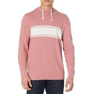 FAHERTY Sunwashed Organic Cotton Striped Hoodie Mens XXL Pink z2